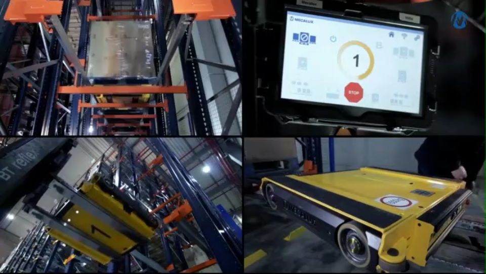 Pallet shuttle carrier moving inside deep racking lanes