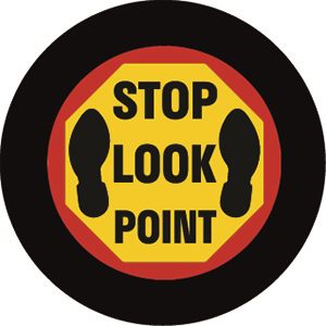 Stop, look, point sign gobo