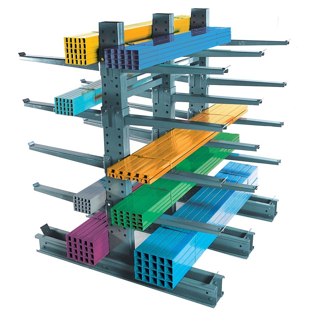 Cantilever racking arms holding long profiles