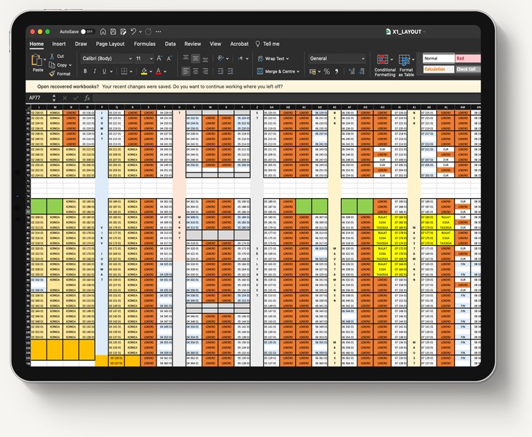 Spreadsheet export of warehouse locations ready to import